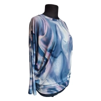 Wzorzysta bluzka Oversize z lejącego materiału - piasek pustyni